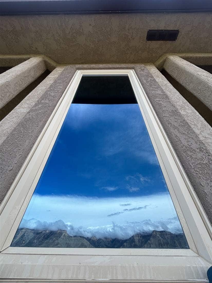 Clear residential window glass after cleaning